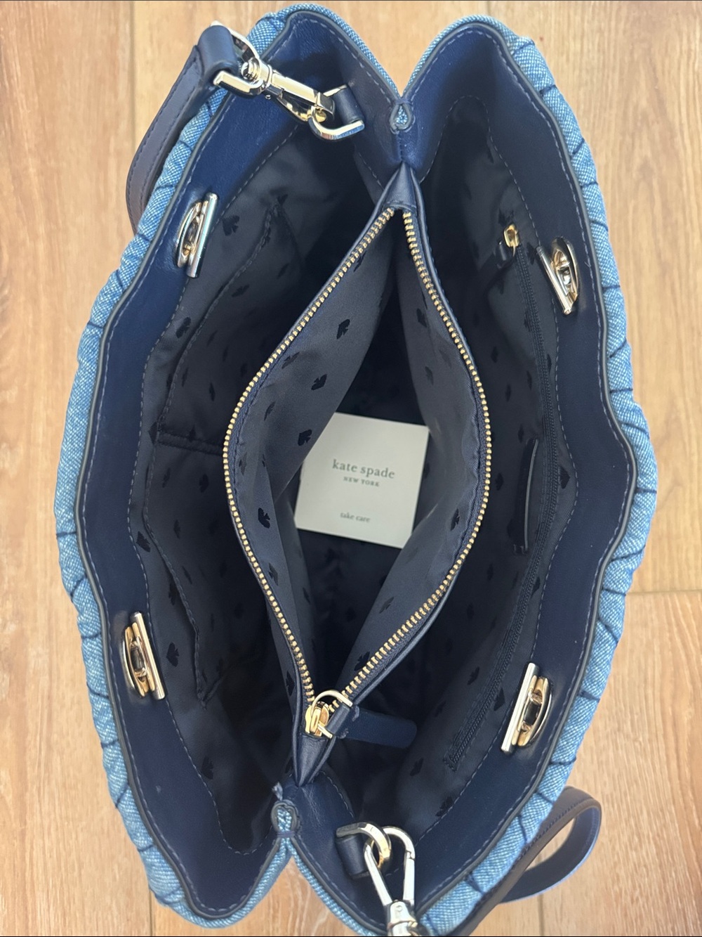 Kate Spade ♠️ Briar Lane Quilted Denim Meena Bag - Picture 10 of 16